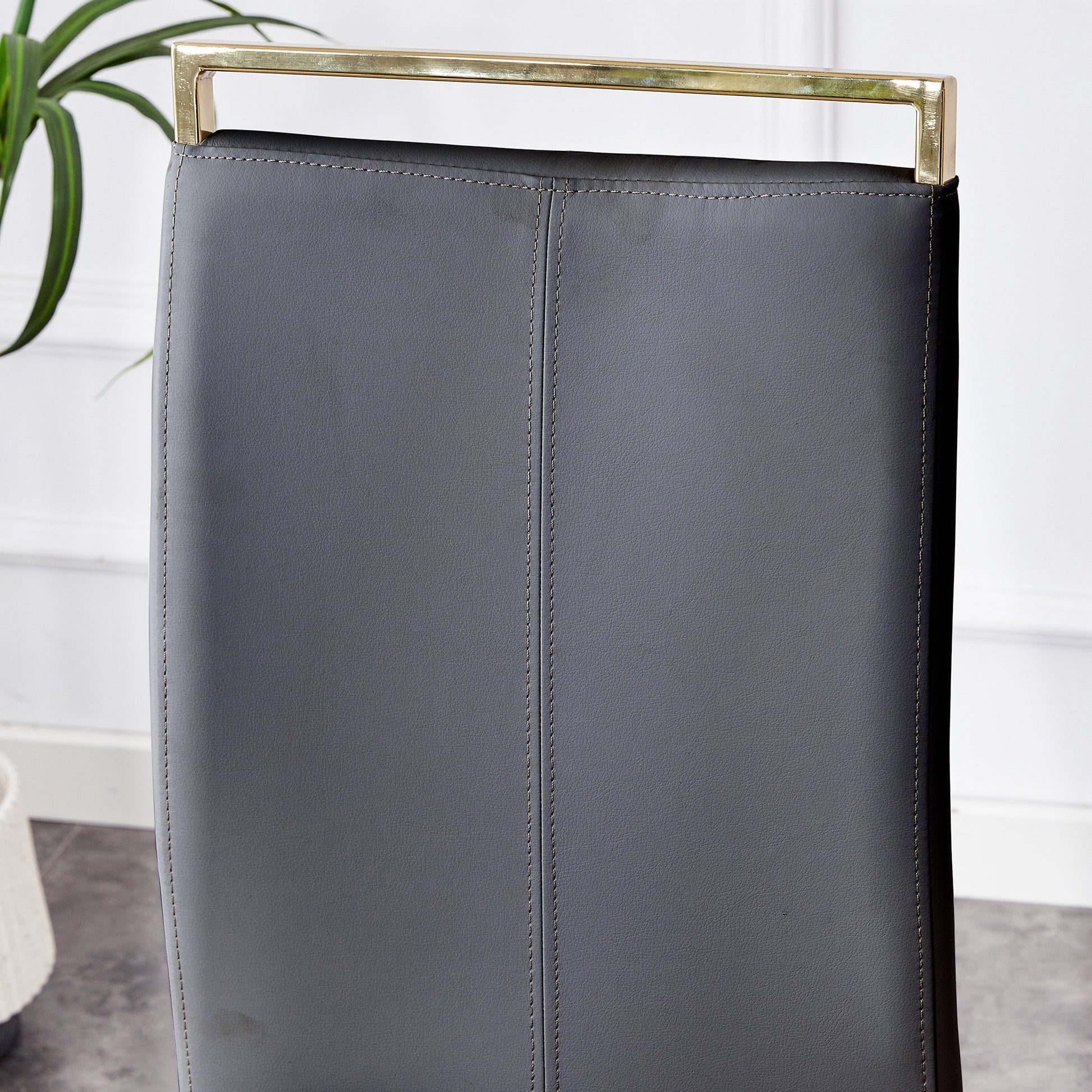 Table And Chair Set,Modern Rectangular Table With 0.4 Inch Black Patterned Tabletop And Gold Legs, Suitable For Kitchen, Dining Room, And Living Roomcomfortable Pu Seats,Perfect For Dinner, Meet Grey Black Seats 4 Sintered Stone