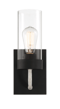 Zephyr Single Light Sconce With Clear Glass Metal Black Finish Black,Clear Glass,Metal