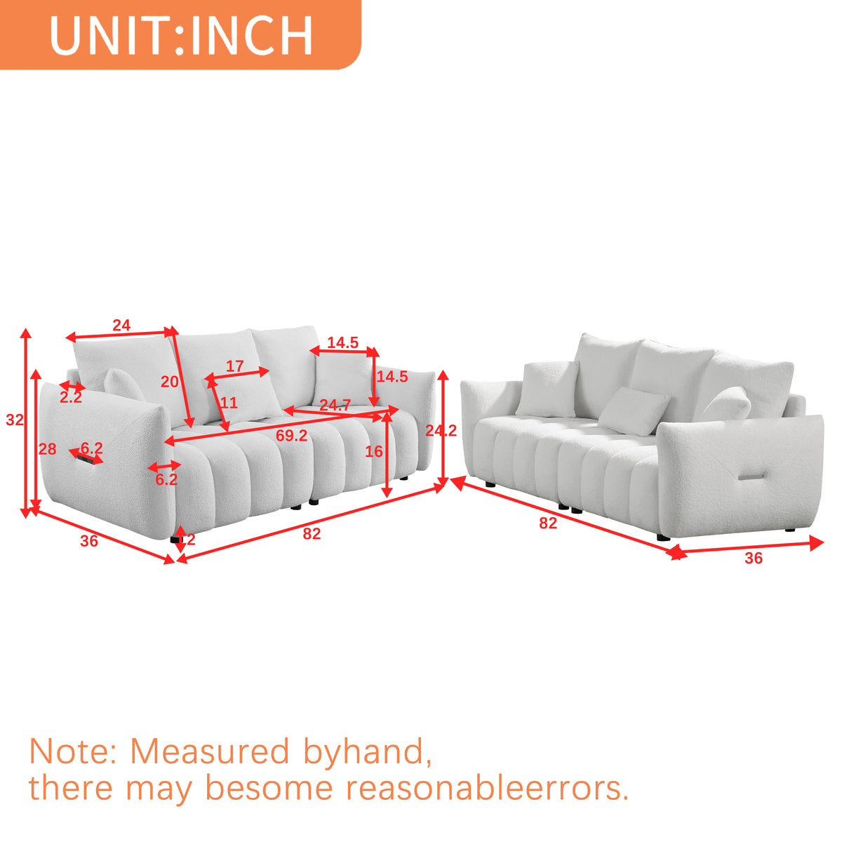 3 Seater 3 Seater Combo Sofa Modern Living Room Sofa, Teddy Sofa, Wooden Frame, 6 Cushions, Apartment Sofa Furniture Green Wood Primary Living Space Pine Foam Fabric 6 Seat