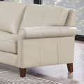 Laa Leather Loveseat Beige Genuine Leather Wood Primary Living Space Medium Firm Cushion Back Mid Century Modern Eucalyptus Rolled Arms Down Filling Genuine Leather