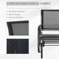 Outsunny Porch Glider, Metal Frame Swing Glider Chair Withmesh Fabric, Curved Armrests And Steel Frame For Garden, Poolside, Backyard, Balcony, Black Black Fabric Metal