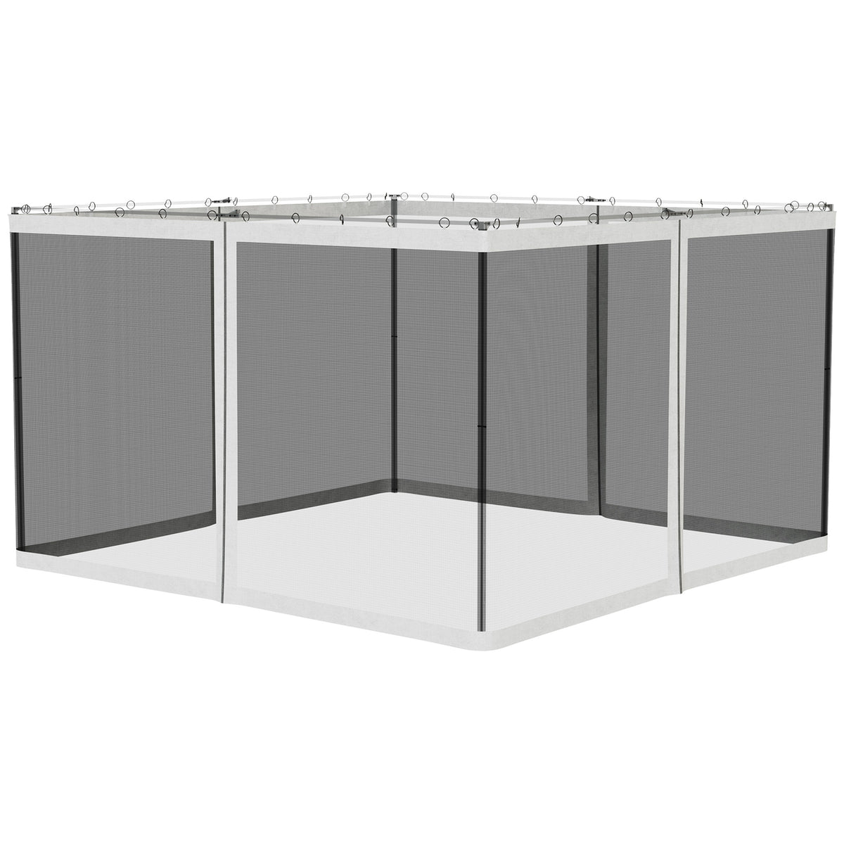 Outsunny 10' X 12' Replacement Mesh Sidewall Netting For Patio Gazebos And Canopy Tents With Zippers Sidewall Only , White White Polyester