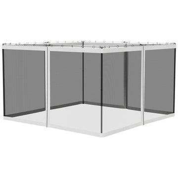 Outsunny 10' X 12' Replacement Mesh Sidewall Netting For Patio Gazebos And Canopy Tents With Zippers Sidewall Only , White White Polyester
