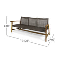 Hampton Wood Wicker 3 Seater Natural Metal & Wood