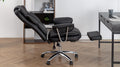 Office Chair, Big And Tall Executive Office Chair With Footrest, Leather Computer Chair, Ergonomic Reclining Chair High Back With Lumbar Support, Large Home Office Chair Black Black Pu Leather