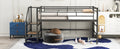 Mid Loft Bed With Storage Stairs, Twin, Black Twin Black Mdf Metal