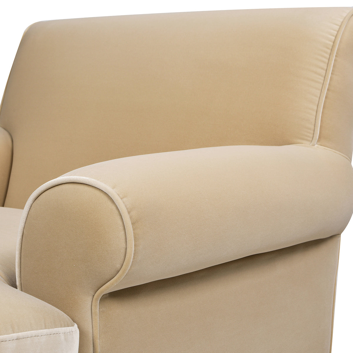 Alana 38" Lawson Accent Arm Chair Metal Casters, Fawn Brown Performance Velvet Brown Foam Velvet