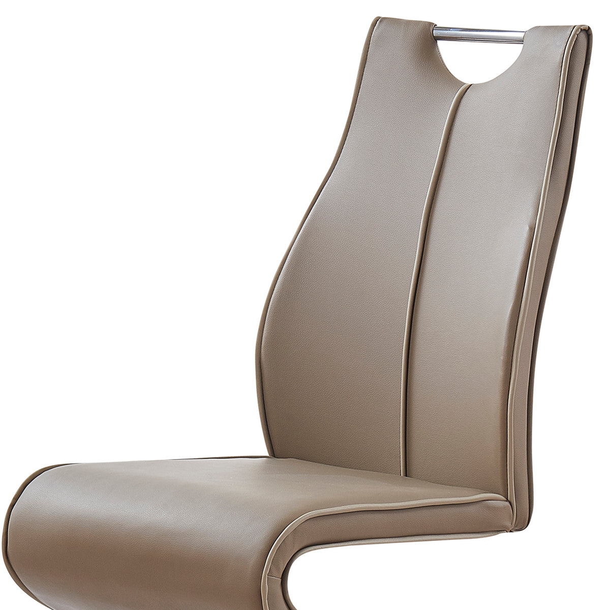 Tony Brown Dining Chairs Kit Of 2 Polyurethane Solid Brown Beige Dining Room Foam Wipe Clean Rectangular Modern Side Chair Solid Back Set Of 2 Metal Pu