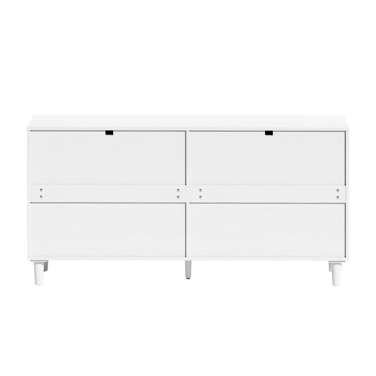 59" Rattan Dresser With Drawers, 6 Drawer Dresser For Bedroom, Clothes Storage Cabinet For Bedroom, Metal Handle&Wood Legs For Hallway, Living Room, Bedroom,White White Mdf Metal