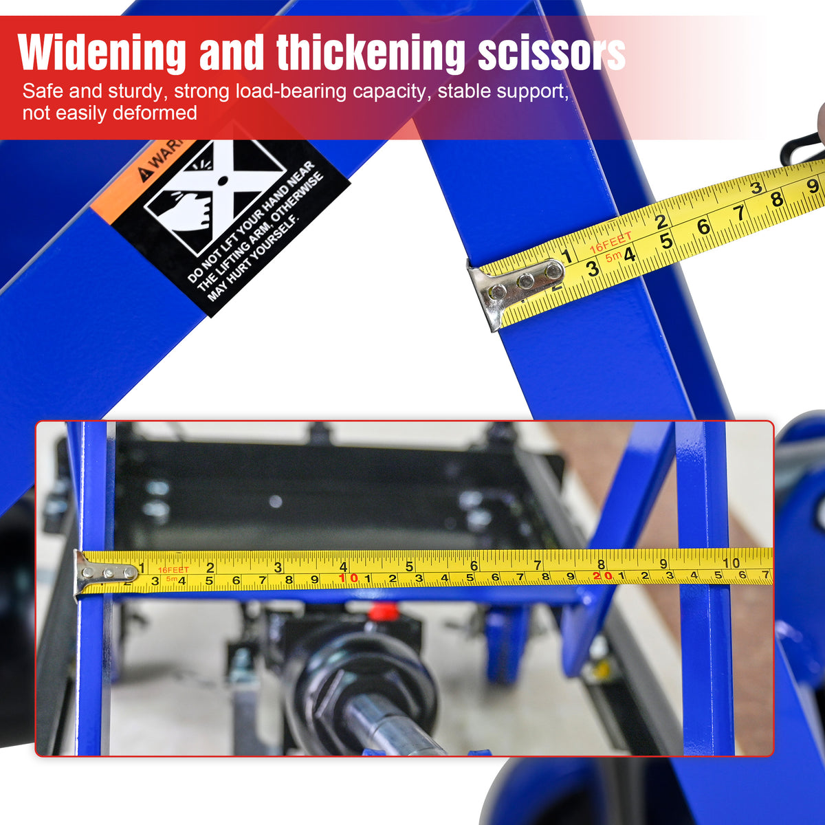 Hydraulic Lift Trolley, 500 Lbs Capacity, With 4 Wheels, For Material Handling And Transportation, Black Blue Black Blue Steel