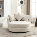 Orisfur. 360 Swivel Accent Barrel Chair With Storage Ottoman & 4 Pillows, Modern Chenille Leisure Chair Round Accent For Living Room, Cream Cream Foam Chenille