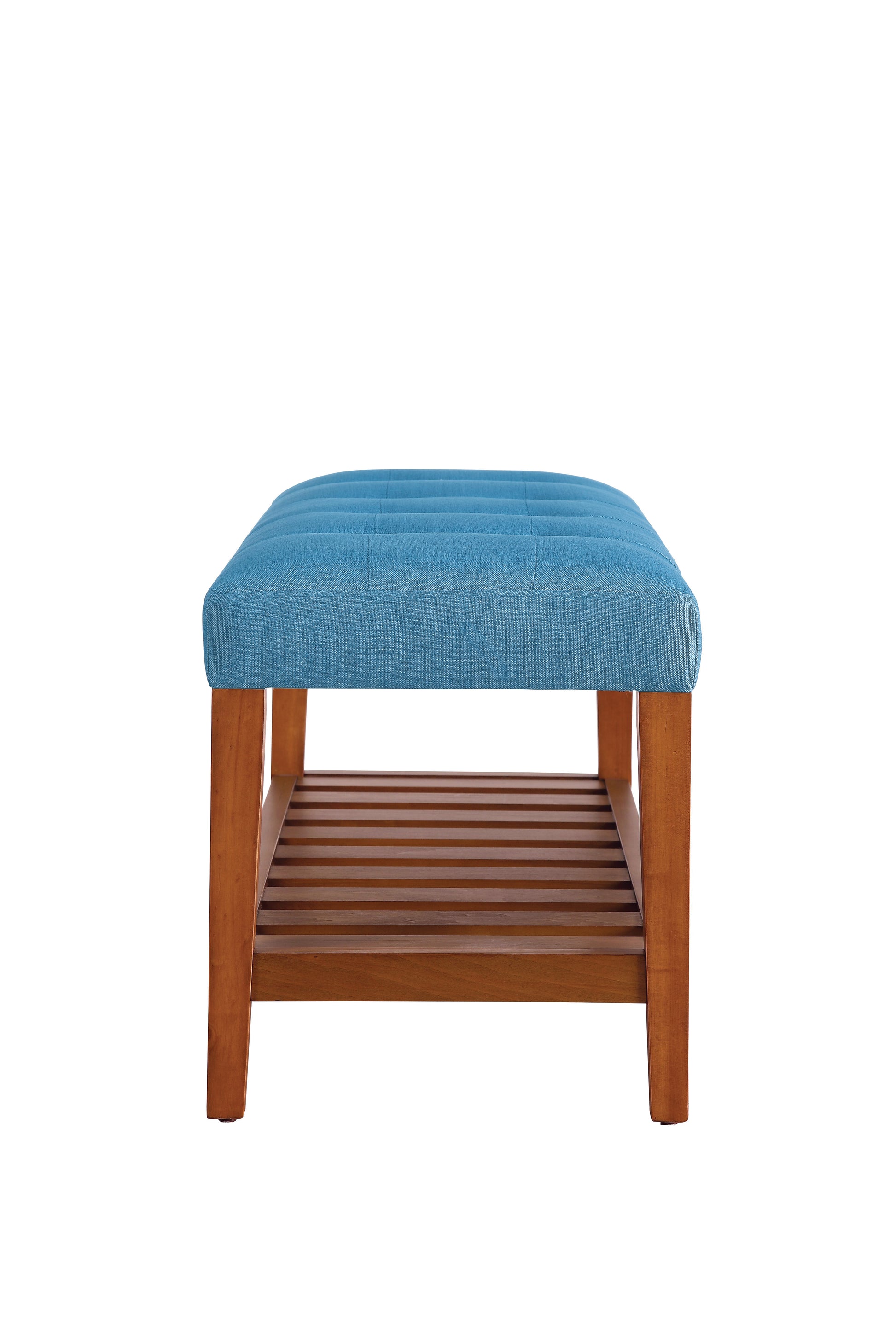 Charla Light Blue Fabric & Oak Finish Bench Light Blue Fabric,Synthetic Wood