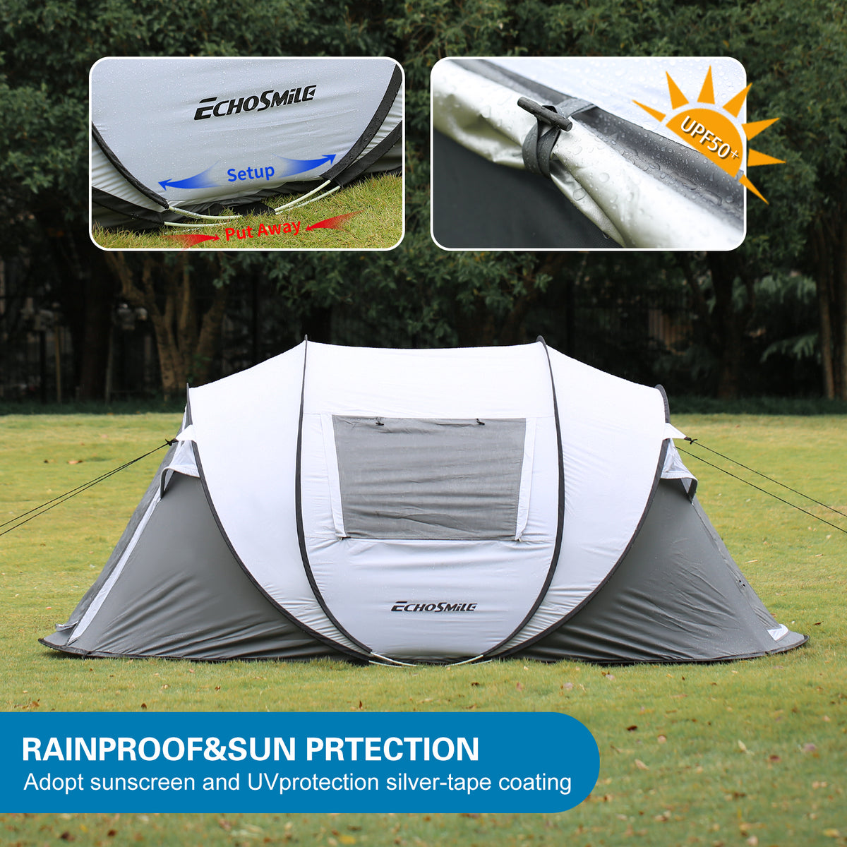 4 6 Persons White Gray Pop Up Boat Tent White Gray Polyethylene