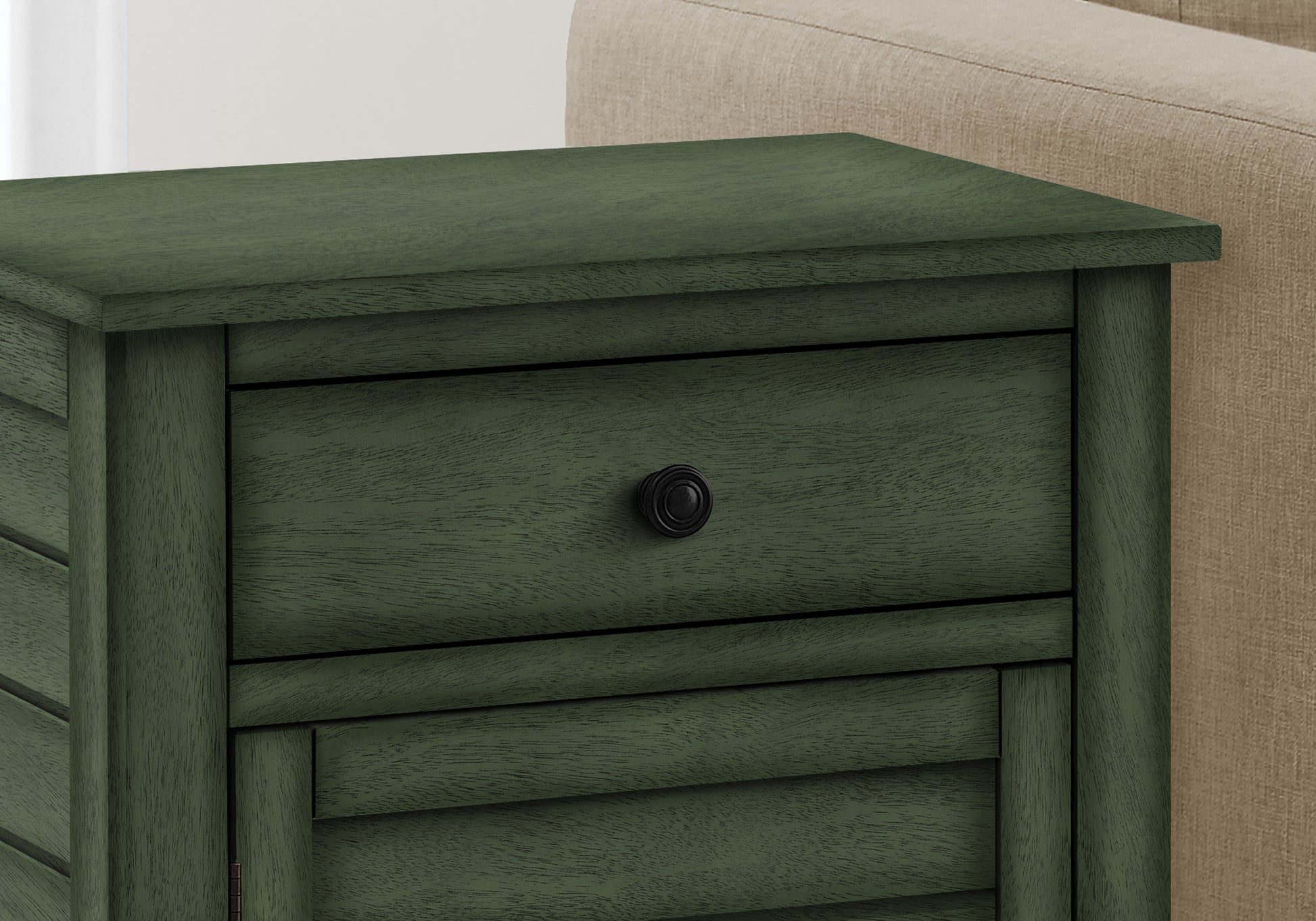 Accent Table, Nightstand, Storage Drawer, End, Side Table, Bedroom, Lamp, Storage, Antique Green Veneer, Transitional Green Mdf
