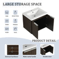 24 Inch Bathroom Cabinet With Resin Sink,Soft Close Doors,Float Mounting Design, For Small Bathroom Silver Brown Stripe Bathroom Modern Plywood Plywood