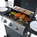 Propane Gas Grill 4 Burner Barbecue Grill, Stainless Steel 34,000 Btu Patio Garden Barbecue Grill With Two Shelves, Lid, Wheels And Bottle Opener Black Iron