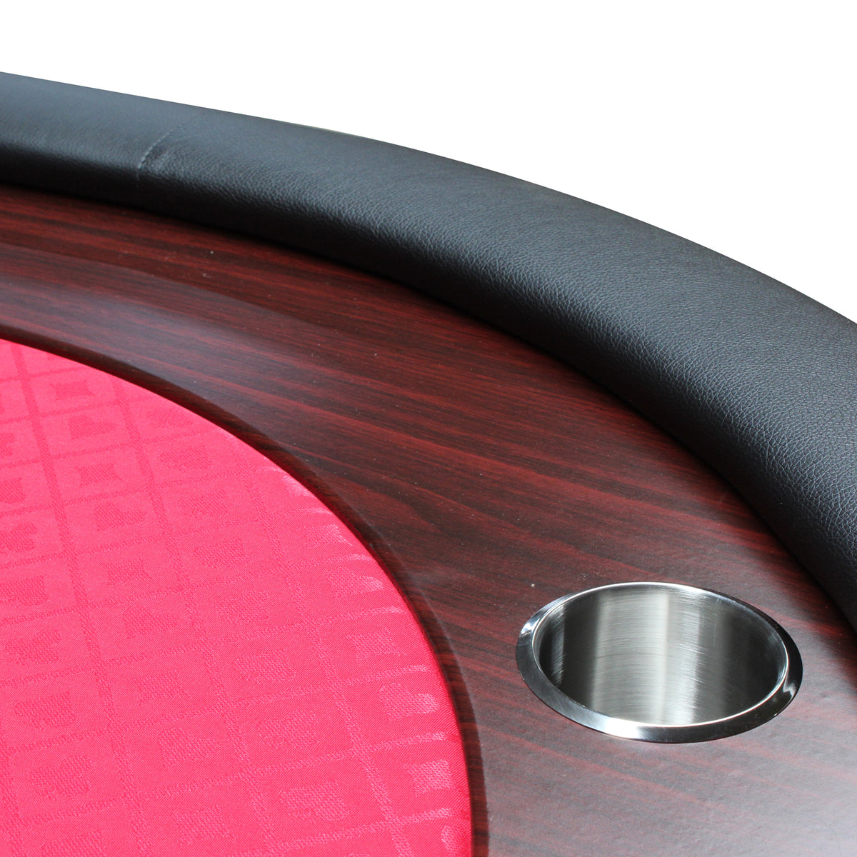 96" Light Series Foldable Poker Table With Wooden Racetrack Felt Stainless Legs Cup Holders Red Red Primary Living Space Modern Wood Stainless Steel