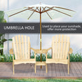 Outsunny Wooden Adirondack Chair For Two, Outdoor Fire Pit Chair Set With Table & Umbrella Hole, Patio Chairs For Deck Lawn Pool Backyard, Natural Natural Wood