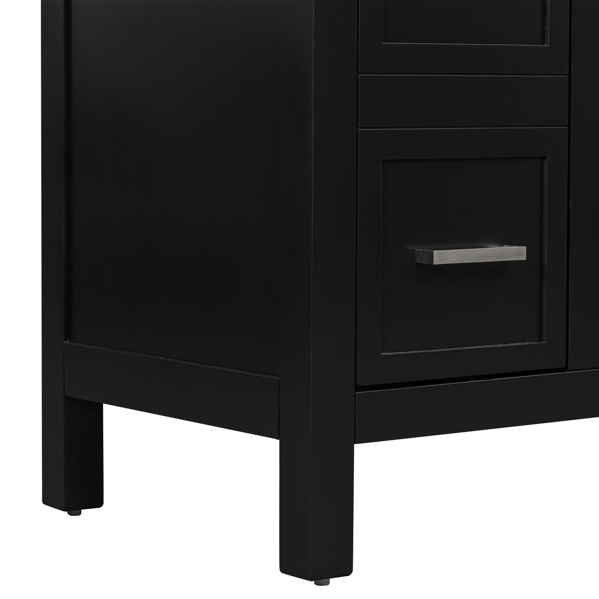 36" Bathroom Vanity Cabinet With Resin Integrated Sink 4 Drawers, 2 Doors Black Bathroom Solid Wood Mdf Resin