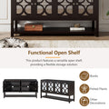 Elegant Retro Console Table Storage Cabinet Sideboard With Mirrored Doors, Spacious Shelves, And Durable Acacia Wood Legs Perfect For Living Room, Dining Room, Or Entryway Espresso Espresso Primary Living Space Solid Wood Mdf