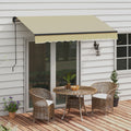 Outsunny 8' X 6.5' Retractable Awning, Patio Awning Sunshade Shelter With Manual Crank Handle, 280Gsm Uv Resistant Fabric And Aluminum Frame For Deck, Balcony, Yard, Beige Beige Polyester
