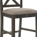 Wooden Counter Height Chair With X Shaped Backrest And Built In Footrest, Set Of 2, Gray Gray Wood
