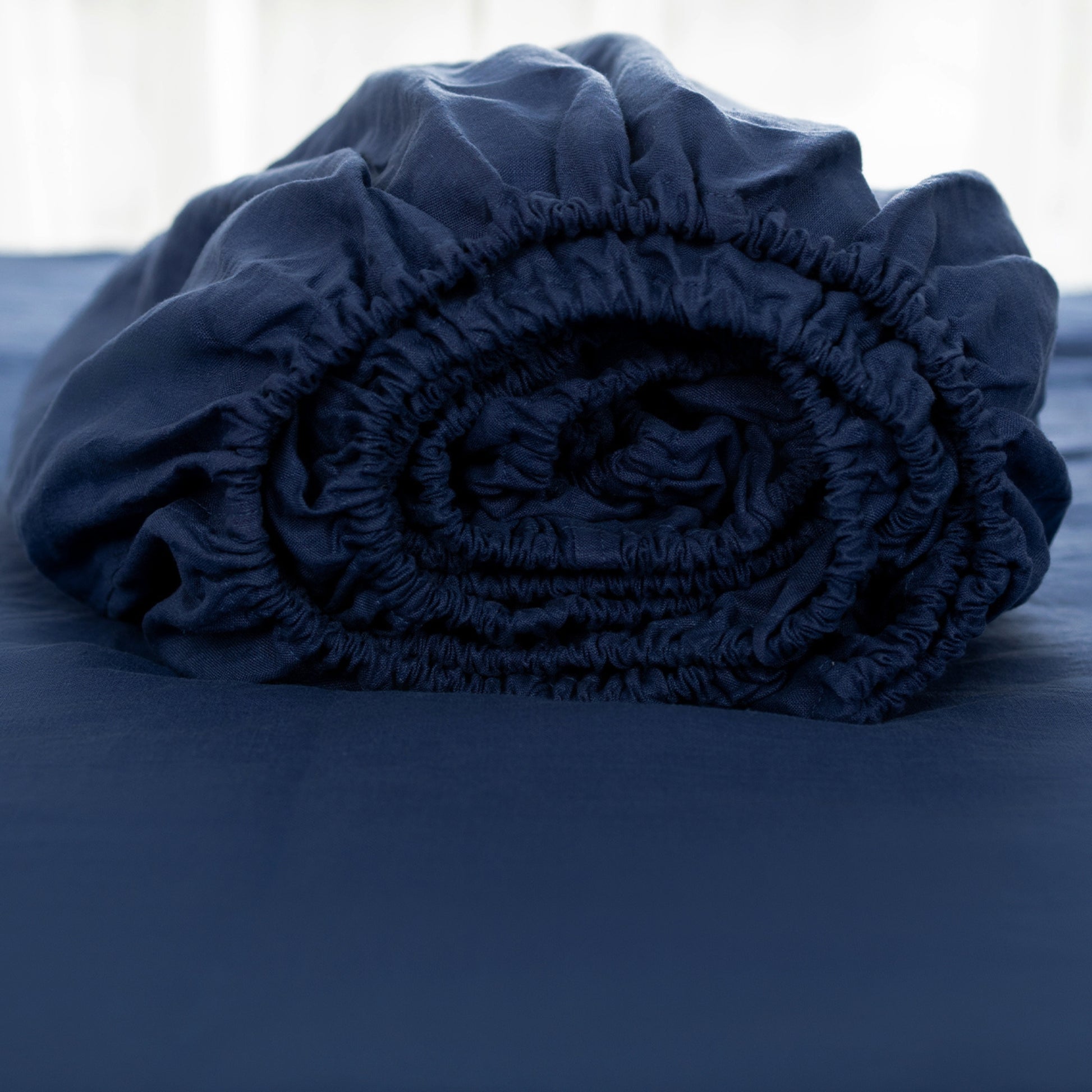 King Fitted Sheet 1 Pc, Bed Sheets King Size, Linen Sheets, Hotel Sheets,& Fade Resistant King Sheets Navy Linen