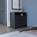 Dresser With Spacious 3 Drawer And Single Door Storage Cabinet, Black Black Solid Wood Mdf Engineered Wood