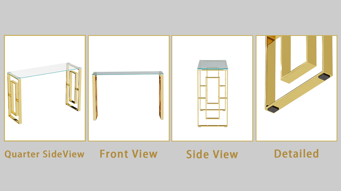 Console Table Stainless Steel Glass,Meal Side Table Golden Clear Bs 02 Golden,Transparent Primary Living Space Modern Stainless Steel