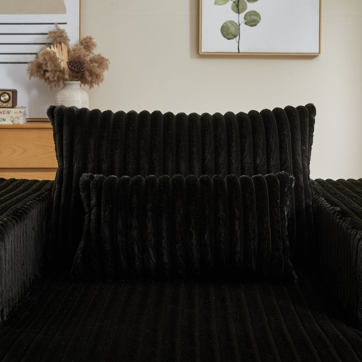 62.5 Inch Corduroy Sponge Sofa Lounge Chair,No Assembly Required,Fluffy Modern Sleeper Chair For Indoor Living Room Bedroom Black Foam Corduroy 1 Seat