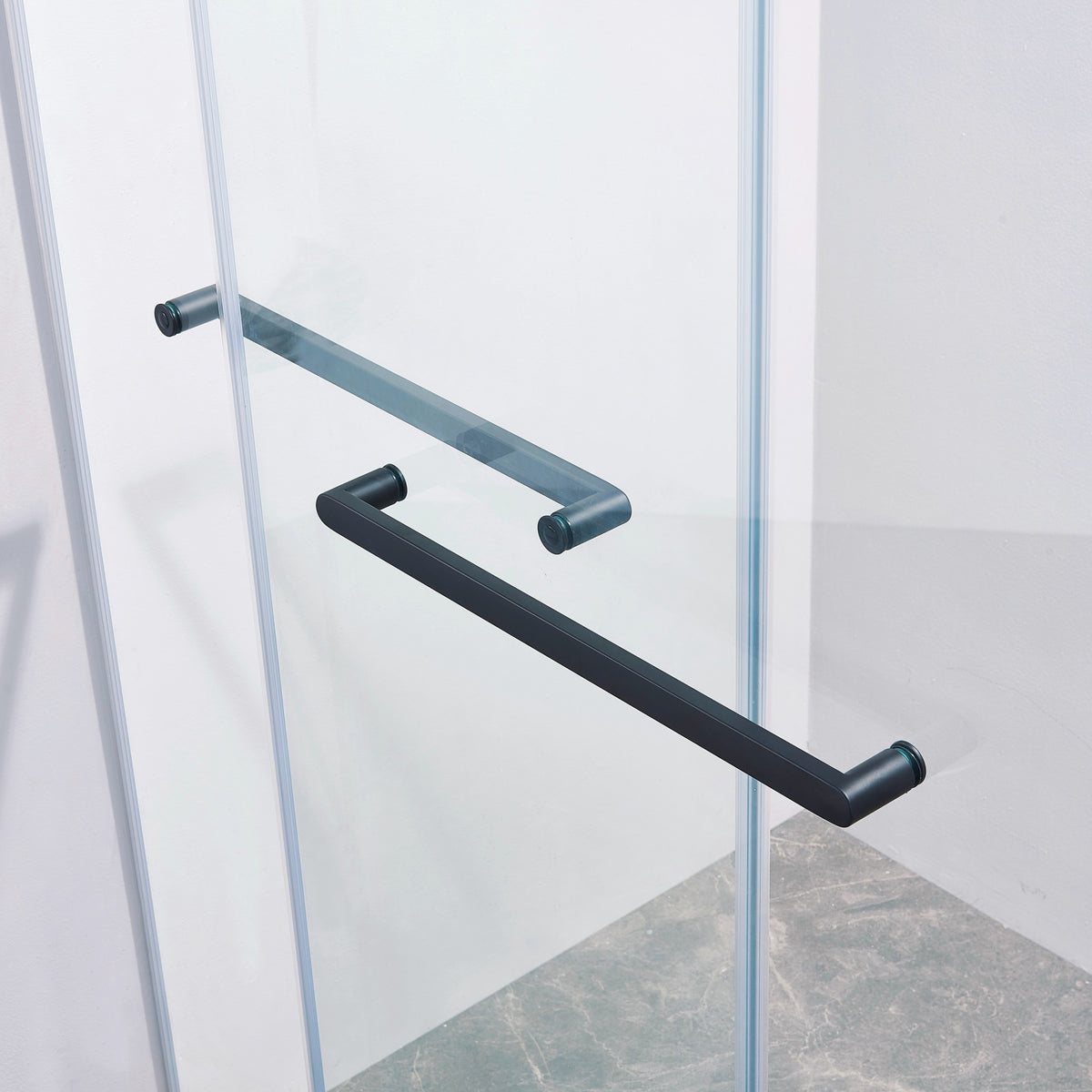 56 60"W X 75"H Frameless Double Sliding Shower Door, 304 Stainless Steel In Matte Black, 5 16" 8Mm Thick Sgcc Tempered Clear Glass. Matte Black Bathroom Classic,Luxury,Modern Glass Stainless Steel