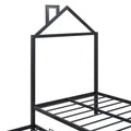 Twin Size Metal Platform Bed With Two Drawers,House Shaped Headboard Design, Black Twin Black Metal