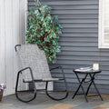Outsunny Garden Rocking Chair, Outdoor Indoor Sling Fabric Rocker For Patio, Balcony, Porch, Grey Gray Steel