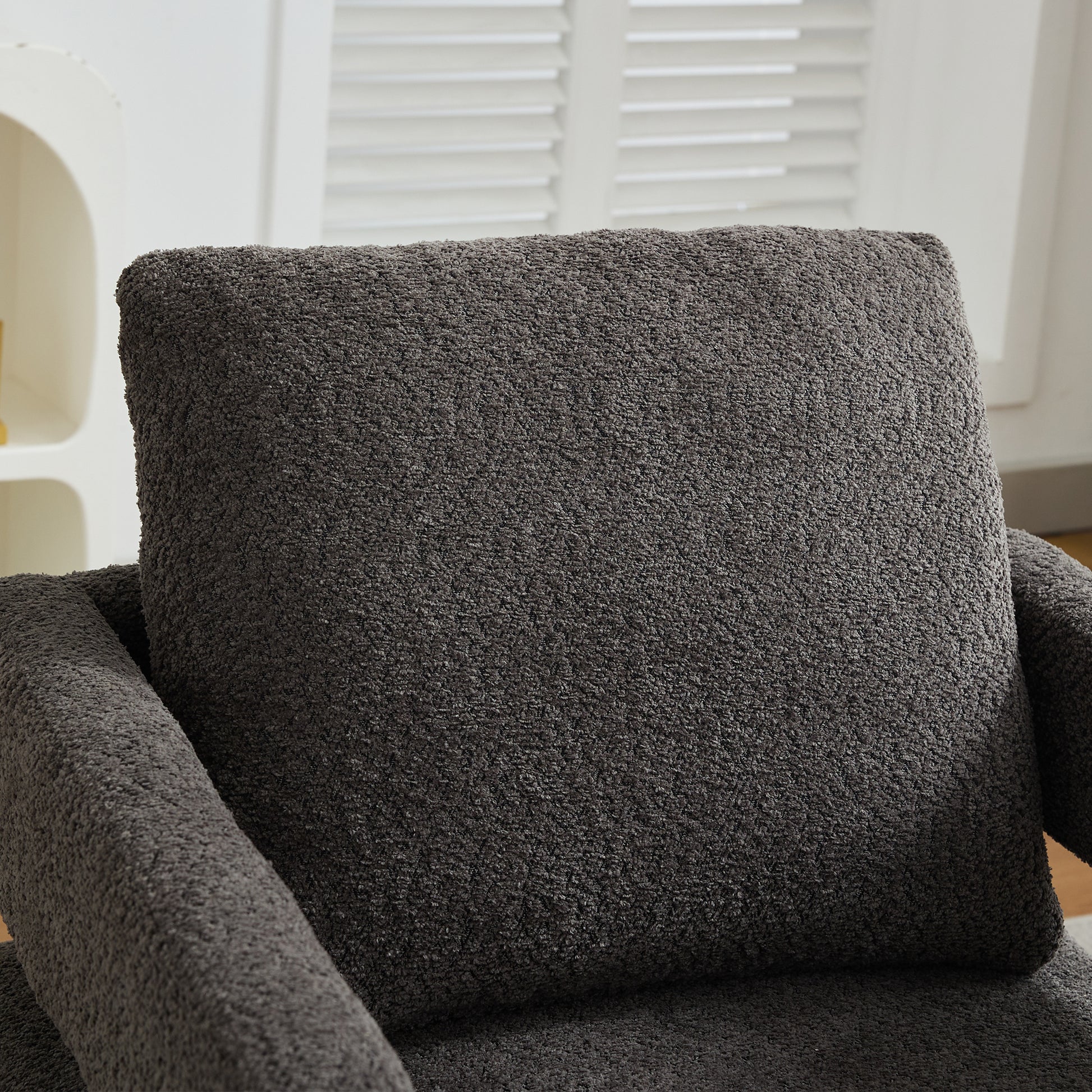 29.13" W Square Swivel Accent Chair, Modern Rotating Arm Chair With Open Back,360 Degree Rotation, Lounge Club Chair With Removable Back Cushion For Living Room, Hotel, Bed Room,Charcoal Charcoal