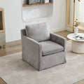 29.92'' Swivel Accent Chair, Upholstered Skirted Swivel Chair With Removable Back Cushion, 360 Degree Comfy Armchair For Living Room, Nursery, Lounge,Office,Gray Chenille Gray Chenille