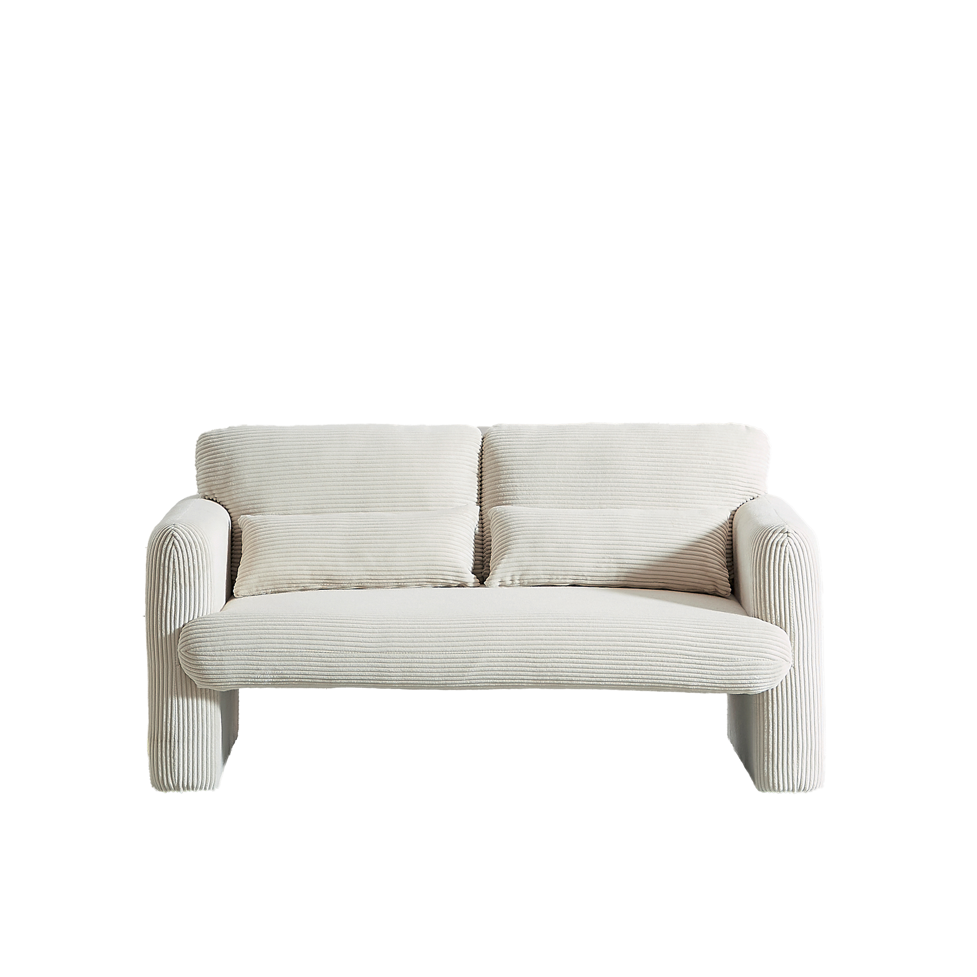 60"Corduroy Fabric Sofa With 33" Single Sofa, Modern Sofa With Support Pillow, For Apartment, Office, Living Room & Bedroom Beige Corduroy 2 Seat