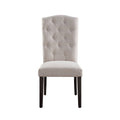 Gerardo Beige Linen & Weathered Espresso Dining Chair Set Of 2 Beige Linen