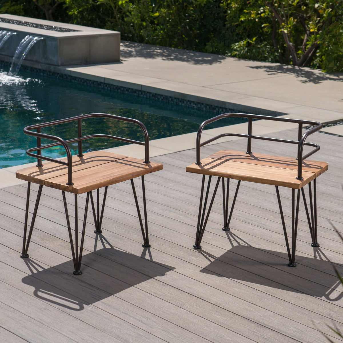 Zion Industrial Wood And Metal Chair Teak Metal & Wood