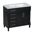 36'' Bathroom Vanity With Top Resin Sink, Freestanding Bathroom Storage Cabinet With 2 Drawers And A Tip Out Drawer, Solid Wood Frame Vanity Set, Height Adjustable Shelf 3 Black 2 2 Adjustable Shelves Bathroom Freestanding Solid Wood Mdf Resin Painted