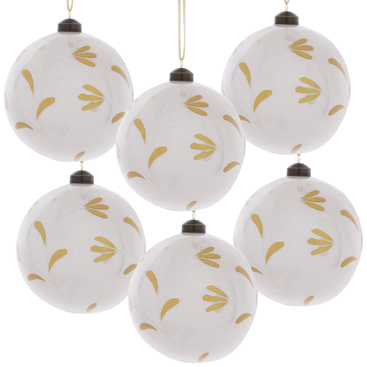 D3.9" Christmas Ball Ornaments, Glass Decorative Hanging Ball Christmas Tree Ornaments For Holiday Party Decorations, Set Of 6 White Glass
