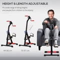 Soozier Pedal Exerciser, Hand Arm Knee And Leg Exercise Machine For Seniors, Height Adjustable, With Lcd Display And Foot Massage Roller Black Red Steel