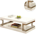 Contemporary Style White 1Pc Coffee Table Bottom Shelf High Gloss Lacquer Coating Chrome Frame Accents Living Room Furniture White Primary Living Space Antique,Classic,Contemporary,Modern,Transitional Open Storage Rectangular Coffee & End Tables Metal