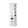 7 Tier Rotating Shoe Rack Tower, Spinning Shoe Display, 360 Shoe Rack Storage Round Carousel, Vertical Handbag Rotate Shoes Closet Organization, Christmas Gift White White Pvc