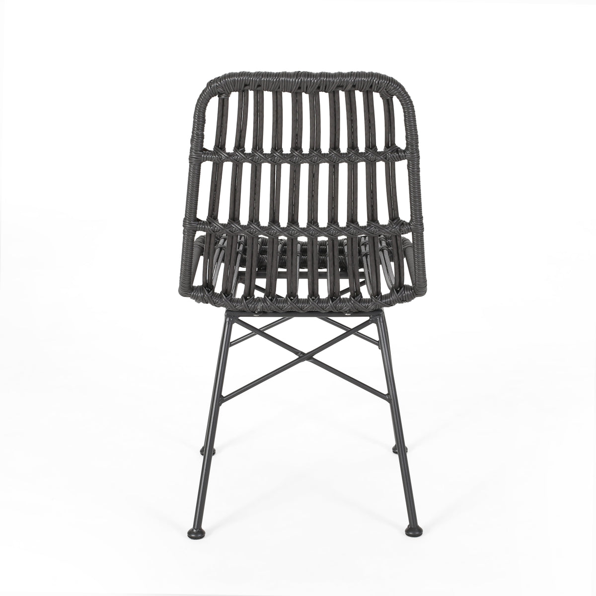 Sawtelle Chair Grey Rattan Metal