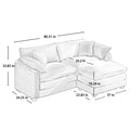 Corduroy Two Seater Sofa With 1 Footrest, L Shaped 2 Seater Sofa With Ottoman For Small Living Spaces, Light Beige Corduroy Sofa Beige Corduroy 2 Seat