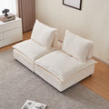 Mid Century Modern 3 Seater Sofa Couch For Living Room Modular Sectional Armless Sofa, Ultra Soft Chenille Fabric, Sturdy Frame, Comfortable And Stylish Furniture Beige Foam Chenille 2 Seat