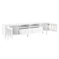 Cream Style Tv Stand And Coffee Table Set Of 2, Led Light Strip Tv Stand For Tvs Up To 80'', Cloud Top Coffee Table With 2 Brake Wheels For Living Room, White White 80 89 Inches Particle Board