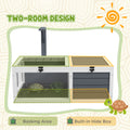 Pawhut Tortoise Habitat, Wooden Tortoise House, Indoor Outdoor Tortoise Enclosure With Lamp Holder, Pull Out Waterproof Trays, Openable Lids, Gray Gray Wood