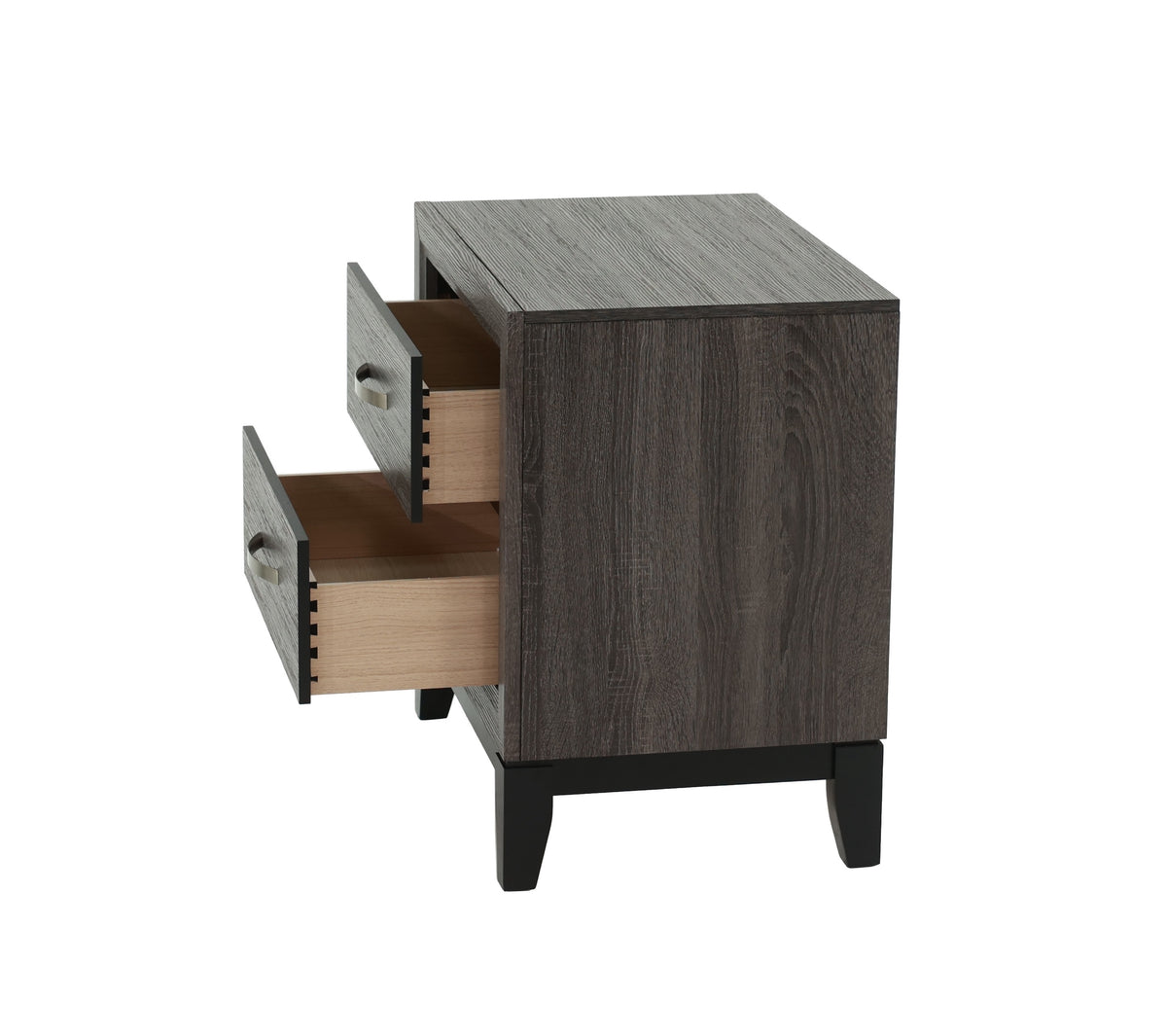 Bedroom Furniture Rustic Grey Oak Simple 1Pc Nightstand 2 Drawers Bed Side Table Solidwood Gray 2 Drawers Bedroom Bedside Cabinet Modern,Transitional Pine Drawers Particle Board Mdf,Solid Wood