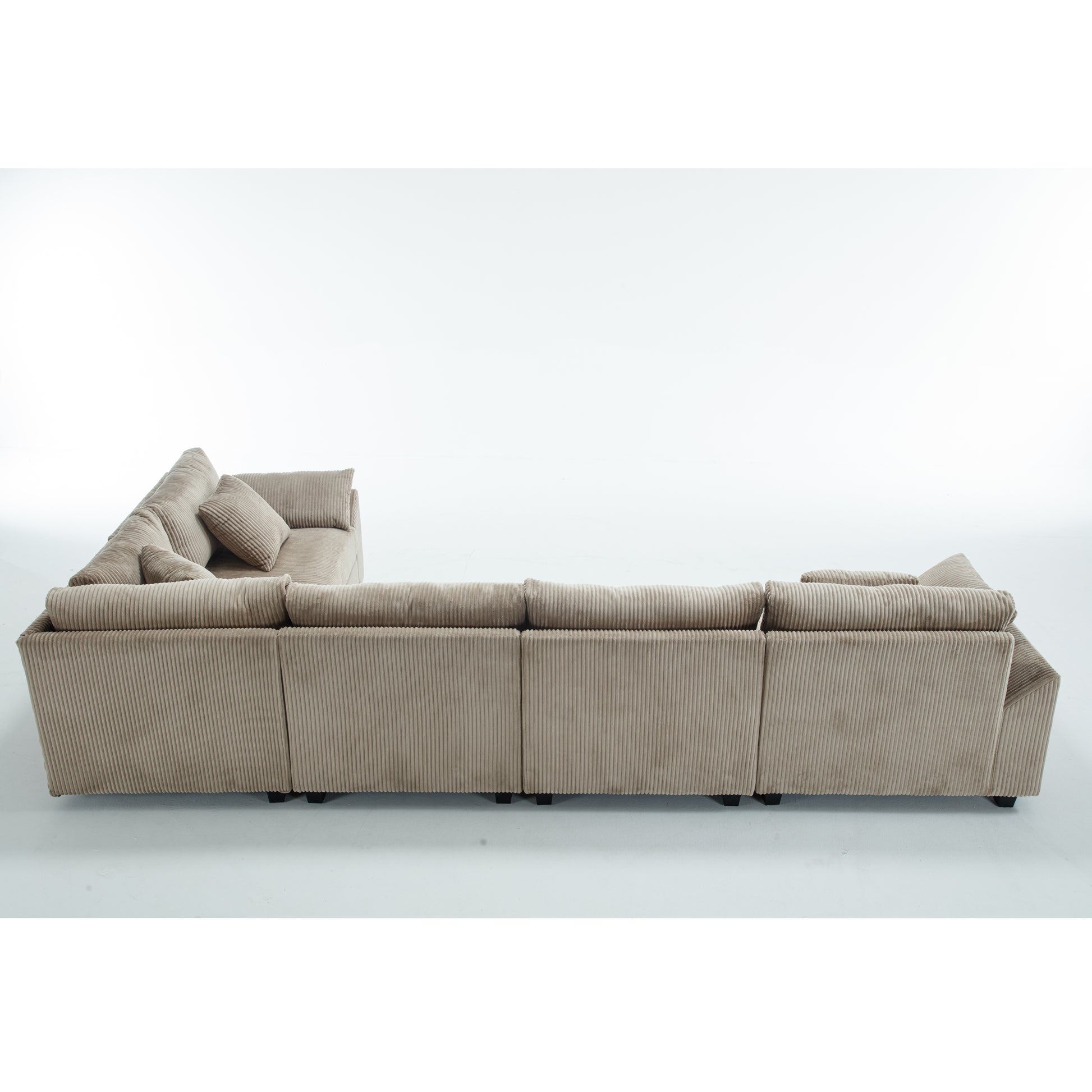 Oversized Modular Sectional Sofa Couch Set,L Shaped Sofa Sectional, 5 Seater Sofa For Living Room Corduroy Upholstered Sofa Set With 7 Free Pillowsbrown Brown Fabric 5 Seat